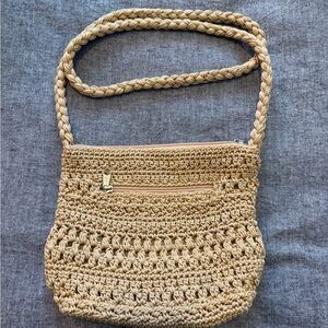 Lina Beige Crochet Crossbody Bag